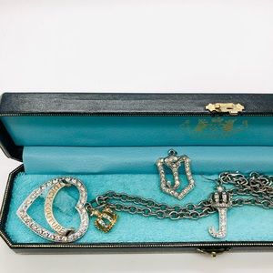 Vintage Juicy Couture Heart Necklace & Earrings with Velvet Jewelry Box